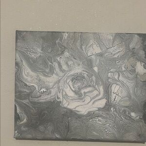 ECLIPSE IN MOTION ORIGINAL HANDMADE ACRYLIC POUR BLACK WHITE GRAY NEW